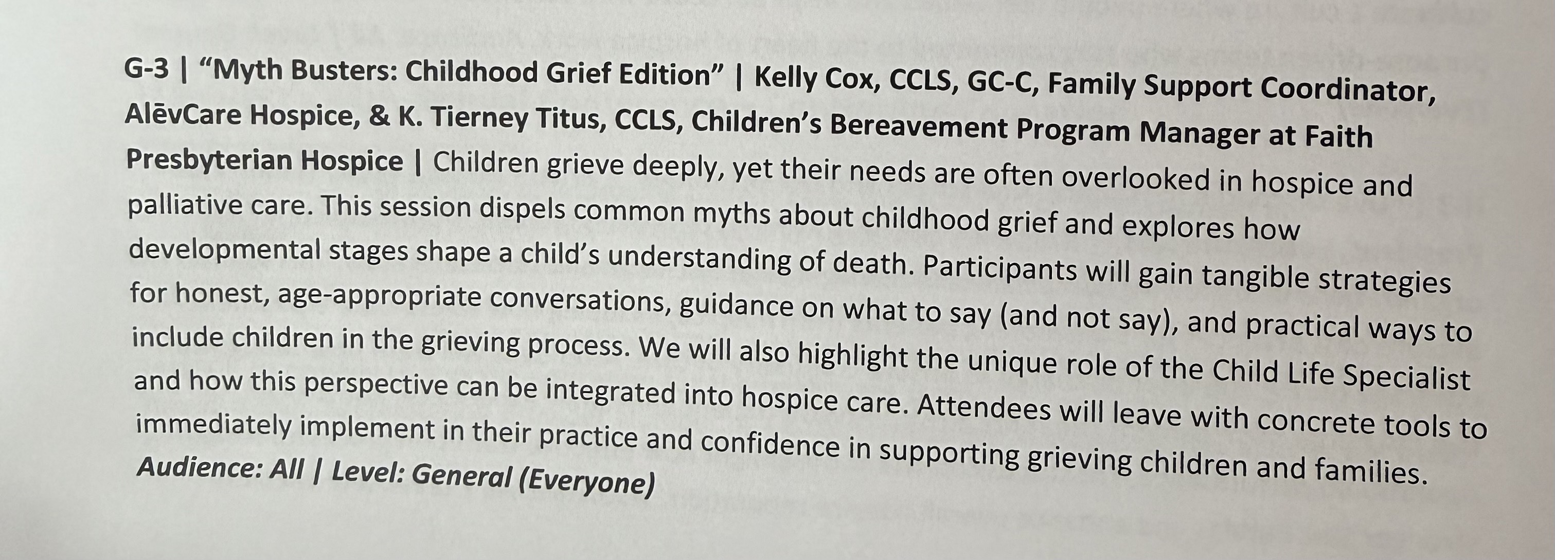 Myth Busters: Childhood Grief Edition session